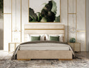 Cartier - Modern Beige Velvet + Brushed Brass 4-Piece Bedroom Set