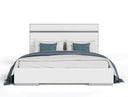 Cartier - Modern White Vegan Leather + Stainless Steel 4-Piece Bedroom Set