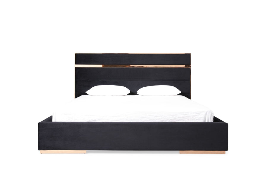 Cartier - Modern Black + Rose Gold Bed + Nightstands