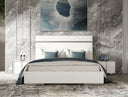 Cartier - Modern White Vegan Leather + Stainless Steel 4-Piece Bedroom Set