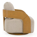 Caruso - Modern Beige Fabric + Natural Oak Swivel Accent Chair