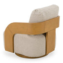 Caruso - Modern Beige Fabric + Natural Oak Swivel Accent Chair