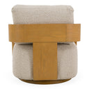 Caruso - Modern Beige Fabric + Natural Oak Swivel Accent Chair