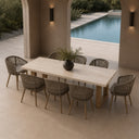 Cascais - Outdoor Light Grey Fabric + Eucalyptus Dining Chair (Set of 2)