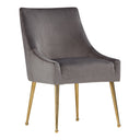 Castana Modern Grey Velvet & Gold Dining Chair (Set of 2)