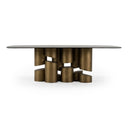 Chancery - Modern Dark Grey Glass + Antique Brass Dining Table