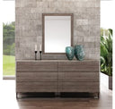 Arlene Modern Grey Elm & Stainless Steel Canopy Bed