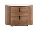 Chelton - Contemporary White Ceramic & Walnut Oval Nightstand