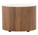 Chelton - Contemporary White Ceramic & Walnut Oval Nightstand