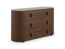 Chelton - Contemporary White Ceramic & Walnut 3-Drawer Dresser