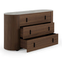 Chelton - Contemporary White Ceramic & Walnut 3-Drawer Dresser
