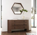 Chelton - Contemporary White Ceramic & Walnut Nightstand