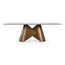 Chiswell - Contemporary White Ceramic + Brushed Brass Dining Table
