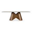 Chiswell - Contemporary White Ceramic + Brushed Brass Dining Table