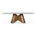 Chiswell - Contemporary White Ceramic + Brushed Brass Dining Table
