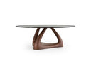 Christy - Mid-Century Modern Grey Glass + Walnut Round Coffee Table