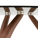 Christy - Mid-Century Modern Grey Glass + Walnut Round Coffee Table