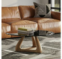 Christy - Mid-Century Modern Grey Glass + Walnut Round Dining Table