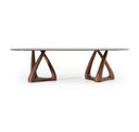 Christy - Mid-Century Modern Grey Glass + Walnut Round Coffee Table