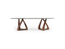 Christy - Mid-Century Modern Grey Glass + Walnut Oval Dining Table