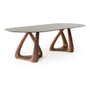 Christy - Mid-Century Modern Grey Glass + Walnut Oval Dining Table