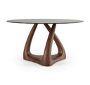 Christy - Mid-Century Modern Grey Glass + Walnut Round Coffee Table