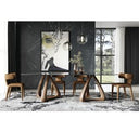 Christy - Mid-Century Modern Grey Glass + Walnut Round Dining Table