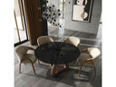 Christy - Mid-Century Modern Grey Glass + Walnut Round Dining Table