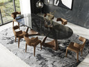 Christy - Mid-Century Modern Grey Glass + Walnut Oval Dining Table