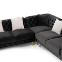 Clarice - Transitional Black Velvet Sectional Sofa