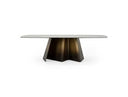 Clifford - Contemporary White Ceramic + Brushed Bronze Dining Table