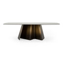 Clifford - Contemporary White Ceramic + Brushed Bronze Dining Table