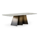 Clifford - Contemporary White Ceramic + Brushed Bronze Dining Table