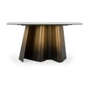 Clifford - Contemporary White Ceramic + Brushed Bronze Dining Table