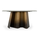 Clifford - Contemporary White Ceramic + Brushed Bronze Console Table