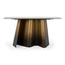 Clifford - Contemporary White Ceramic + Brushed Bronze Console Table