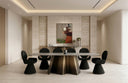 Clifford - Contemporary White Ceramic + Brushed Bronze Dining Table