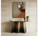 Clifford - Contemporary White Ceramic + Brushed Bronze Dining Table
