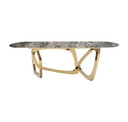 Kasem - Modern Grey Fabric + Gold Dining Chair