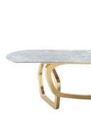 Colton - Modern Gray Microlite & Gold Dining Table