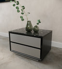 Concord - Modern Black Marble + Black Ash + Aluminum Nightstand
