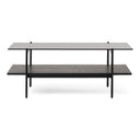 Conley - Mid-Century Modern Grey Glass + Black Ash Coffee Table