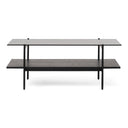 Conley - Mid-Century Modern Grey Glass + Black Ash Coffee Table