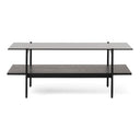Conley - Mid-Century Modern Grey Glass + Black Ash Coffee Table