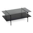 Conley - Mid-Century Modern Grey Glass + Black Ash Coffee Table