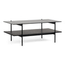 Conley - Mid-Century Modern Grey Glass + Black Ash Coffee Table