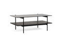Conley - Mid-Century Modern Grey Glass + Black Ash Coffee Table