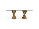 Mason Modern Round Glass & Walnut Dining Table