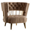 Courtney - Beige & Gold Fabric Lounge Chair