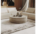 Cozad - Modern Faux Travertine Round End Table